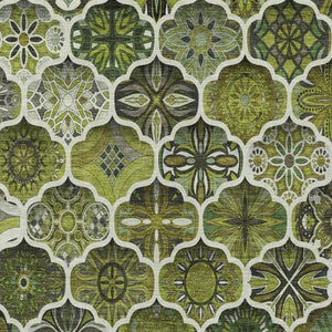 10 X 14 Olive Ogee Washable Polyester Rug for Patio Porch Living Room and Beyond