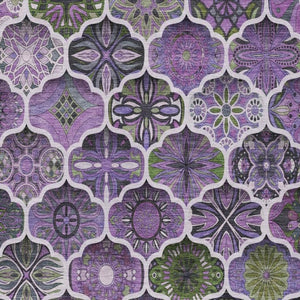 5x8 Plum Purple Ogee Polyester Area Rug Stain Resistant Indoor Outdoor Patio