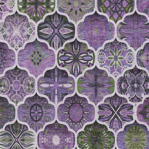 10 X 14 Plum Purple Ogee Polyester Area Rug Stain Resistant for Patio or Living Room