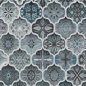 8x10 Pewter Gray Ogee Polyester Area Rug Stain Resistant Indoor Outdoor Use