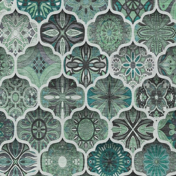 8x10 Ogee Polyester Area Rug Washable Stain Resistant for Patio or Living Room