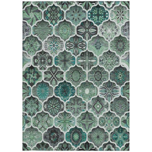 8x10 Ogee Polyester Area Rug Washable Stain Resistant for Patio or Living Room