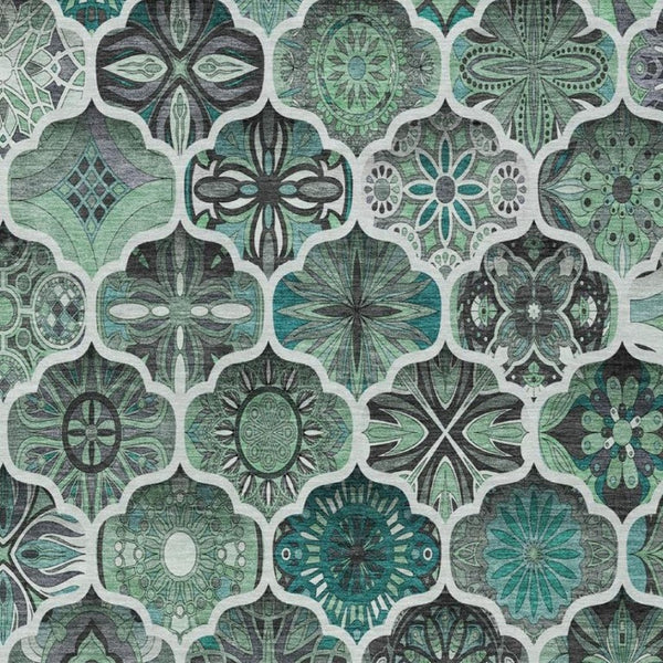 8x10 Ogee Polyester Area Rug Washable Stain Resistant for Patio or Living Room
