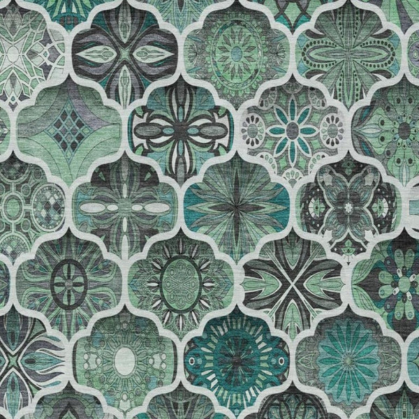 8x10 Ogee Polyester Area Rug Washable Stain Resistant for Patio or Living Room