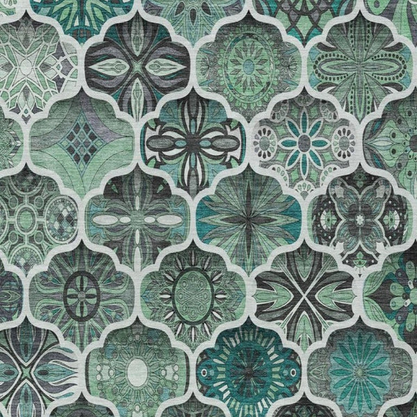 8x10 Ogee Polyester Area Rug Washable Stain Resistant for Patio or Living Room