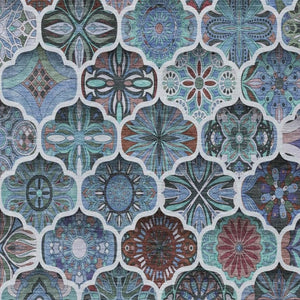 10 X 14 Teal Graphite Ogee Polyester Area Rug Washable for Indoor Outdoor Use