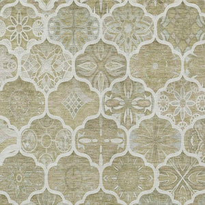 5x8 Taupe Brown Ogee Polyester Area Rug Washable Stain Resistant Indoor Outdoor