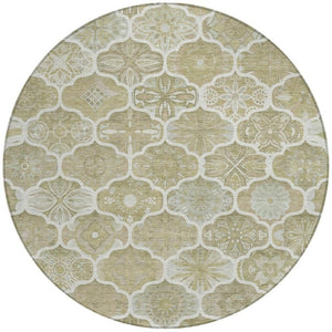 8 Foot Round Ogee Polyester Area Rug Stain Resistant for Patio or Family Room