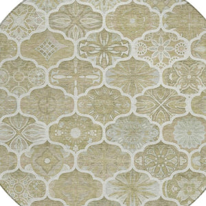 8 Foot Round Ogee Polyester Area Rug Stain Resistant for Patio or Family Room