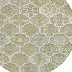 8 Foot Round Ogee Polyester Area Rug Stain Resistant for Patio or Family Room