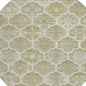 8 Foot Round Ogee Polyester Area Rug Stain Resistant for Patio or Family Room