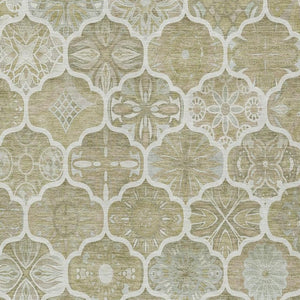 8 X 10 Taupe Brown Ogee Polyester Area Rug Washable Stain Resistant Indoor Outdoor