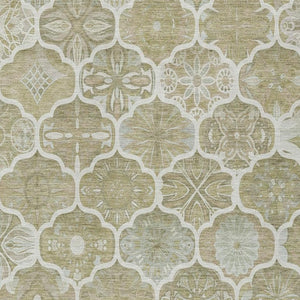 9x12 Taupe Brown Ogee Polyester Area Rug Stain Resistant for Indoor Outdoor Use