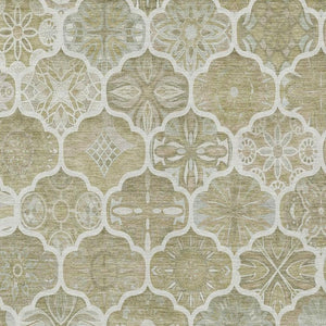 10 X 14 Taupe Brown Ogee Polyester Area Rug Stain Resistant for Patio or Living Room
