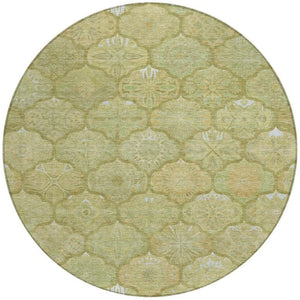 HomeRoots 8 Foot Round Ogee Polyester Area Rug Washable for Indoor Outdoor High Traffic 746268