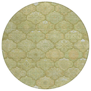 8 Foot Round Ogee Polyester Area Rug Washable for Indoor Outdoor High Traffic