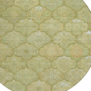 8 Foot Round Ogee Polyester Area Rug Washable for Indoor Outdoor High Traffic