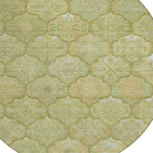 8 Foot Round Ogee Polyester Area Rug Washable for Indoor Outdoor High Traffic