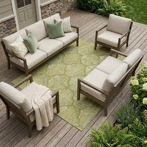 8 X 10 Ogee Polyester Area Rug Washable Stain Resistant Indoor Outdoor Patio