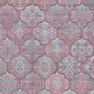 9 X 12 Blush Pink Ogee Polyester Area Rug Washable Stain Resistant Indoor Outdoor