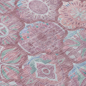 9 X 12 Blush Pink Ogee Polyester Area Rug Washable Stain Resistant Indoor Outdoor