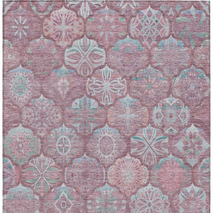 9 X 12 Blush Pink Ogee Polyester Area Rug Washable Stain Resistant Indoor Outdoor