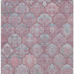 10 X 14 Blush Pink Ogee Polyester Area Rug Washable Stain Resistant Indoor Outdoor