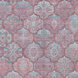 10 X 14 Blush Pink Ogee Polyester Area Rug Washable Stain Resistant Indoor Outdoor