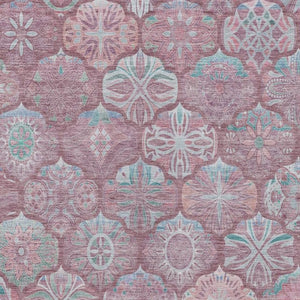 10 X 14 Blush Pink Ogee Polyester Area Rug Washable Stain Resistant Indoor Outdoor