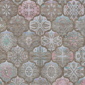 5x8 Indoor Outdoor Ogee Area Rug Stain Resistant Polyester for Patio or Living Room