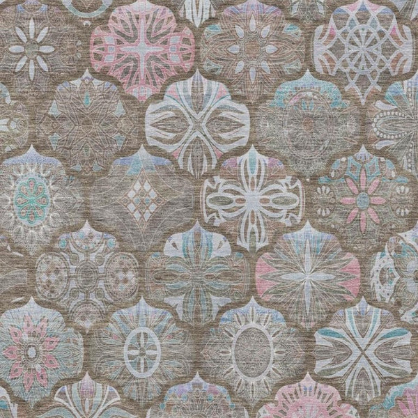 5x8 Indoor Outdoor Ogee Area Rug Stain Resistant Polyester for Patio or Living Room