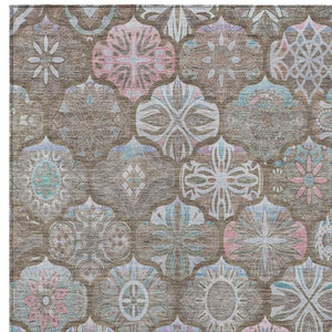 5x8 Indoor Outdoor Ogee Area Rug Stain Resistant Polyester for Patio or Living Room