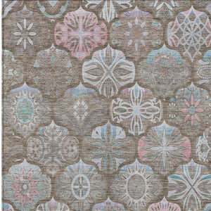 5x8 Indoor Outdoor Ogee Area Rug Stain Resistant Polyester for Patio or Living Room