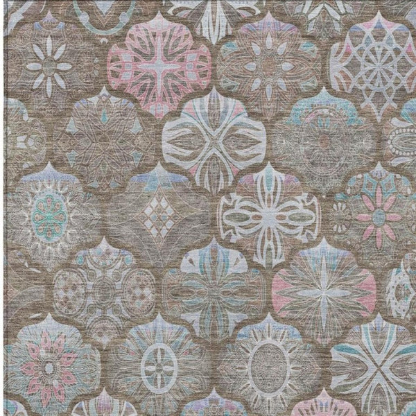 5x8 Indoor Outdoor Ogee Area Rug Stain Resistant Polyester for Patio or Living Room