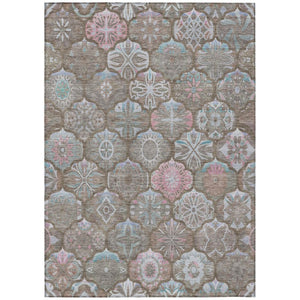 HomeRoots 9 X 12 Ogee Polyester Indoor Outdoor Rug Stain Resistant for Patio or Living Room 746282