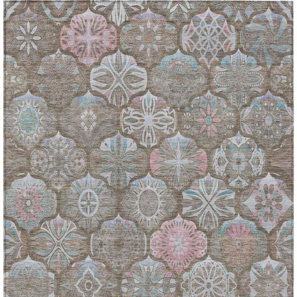 9 X 12 Ogee Polyester Indoor Outdoor Rug Stain Resistant for Patio or Living Room