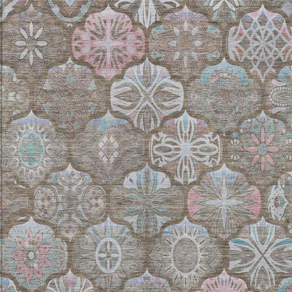 9 X 12 Ogee Polyester Indoor Outdoor Rug Stain Resistant for Patio or Living Room