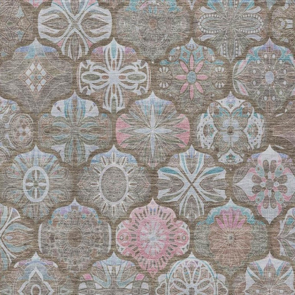 9 X 12 Ogee Polyester Indoor Outdoor Rug Stain Resistant for Patio or Living Room