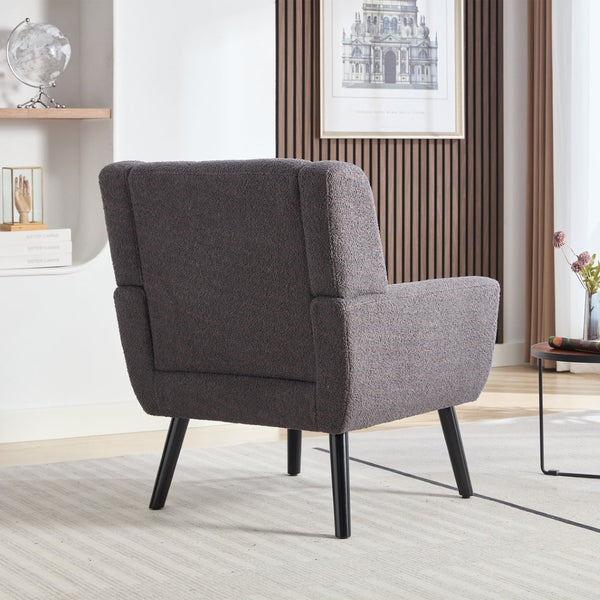 English Elm Modern Pu Leather Ergonomic Accent Chair with Padded Arms and Matte Black Legs Grey W676P172469