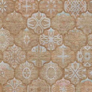 5 X 8 Orange Beige Ogee Polyester Area Rug Washable Stain Resistant Indoor Outdoor