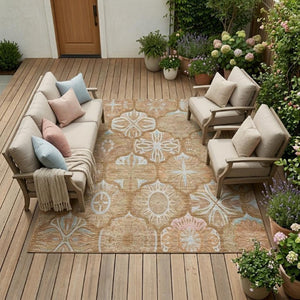 8 Ft X 10 Ft Ogee Polyester Area Rug Washable Stain Resistant Indoor Outdoor Patio