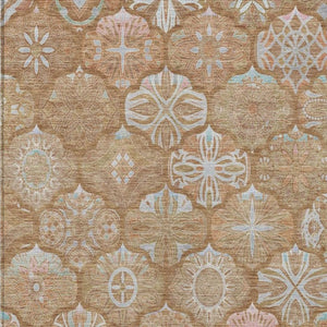9x12 Ogee Polyester Area Rug Washable Stain Resistant Indoor Outdoor Patio Living Room