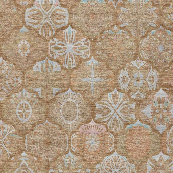 9x12 Ogee Polyester Area Rug Washable Stain Resistant Indoor Outdoor Patio Living Room