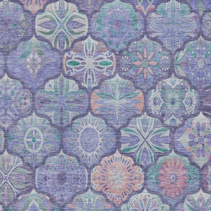 5x8 Purple Lavender Ogee Polyester Area Rug Washable Stain Resistant Indoor Outdoor