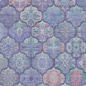 5x8 Purple Lavender Ogee Polyester Area Rug Washable Stain Resistant Indoor Outdoor