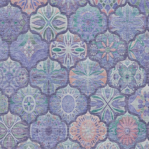 9 X 12 Ogee Polyester Area Rug Washable Stain Resistant for Indoor Outdoor Use