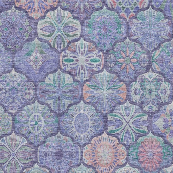 9 X 12 Ogee Polyester Area Rug Washable Stain Resistant for Indoor Outdoor Use