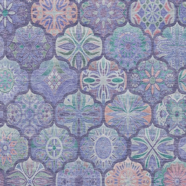 9 X 12 Ogee Polyester Area Rug Washable Stain Resistant for Indoor Outdoor Use