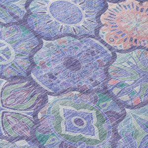 9 X 12 Ogee Polyester Area Rug Washable Stain Resistant for Indoor Outdoor Use