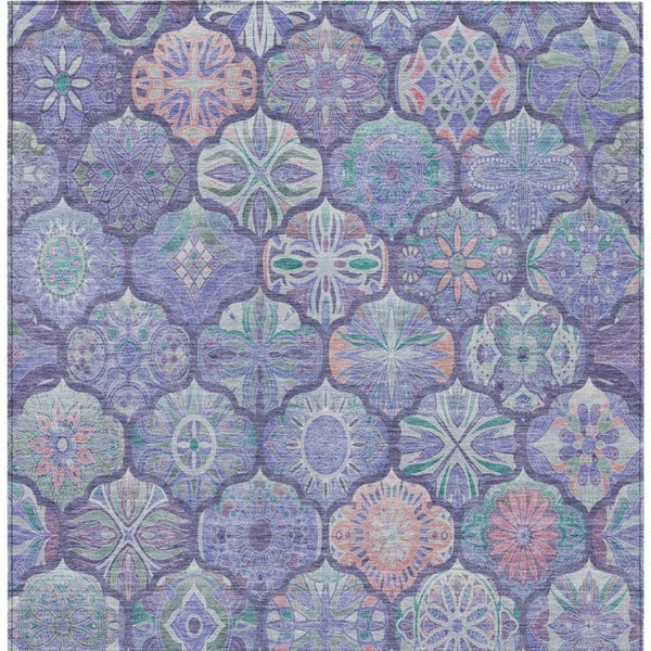 9 X 12 Ogee Polyester Area Rug Washable Stain Resistant for Indoor Outdoor Use